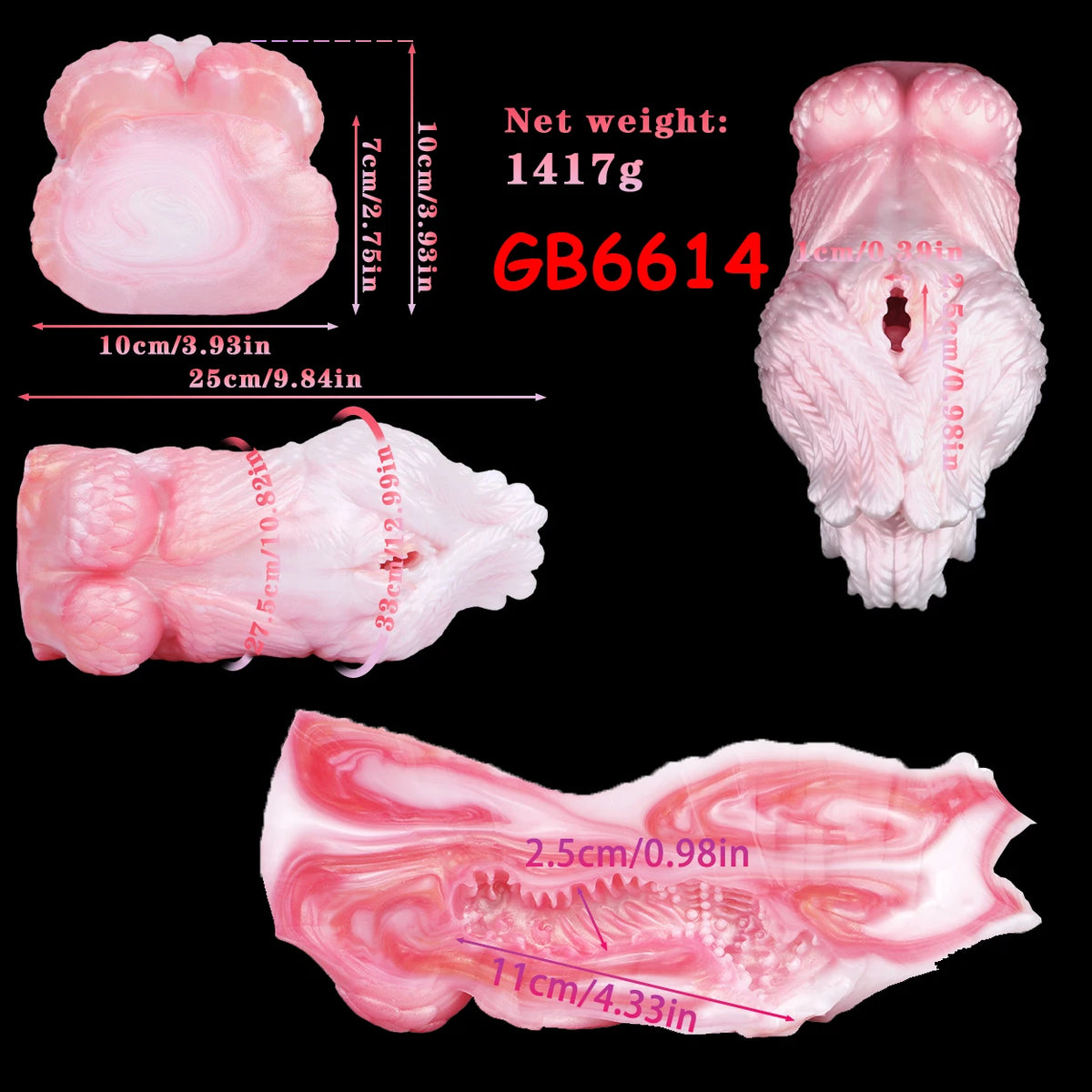GEEBA Fantasy Monster Dildo 2 in 1 Male Masturbator Futa Dragon Pocket Pussy Onahole Artificial Vagina Anal Plug Sex Toy for Men