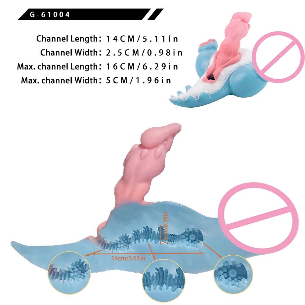 GEEBA Blue Pink Silicone Soft Male Masturbator Single Channel Dragon Ass Stroker For Men Pocket Pussy Adult Onahole Sex Toys 18+
