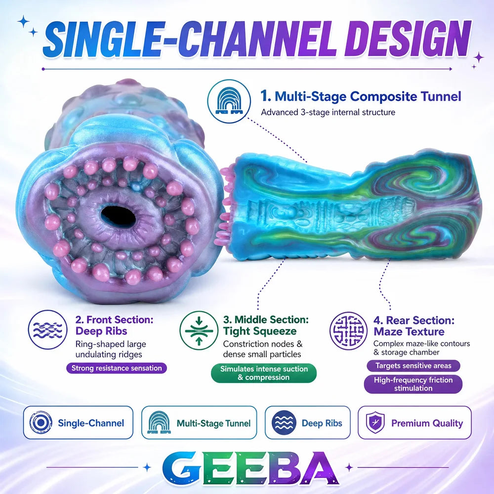 GEEBA 1.16lb Alien Monster Male Masturbator Soft Silicone Pocket Pussy Textured Sleeve Adult Sex Toys for Men Reusable Onahole