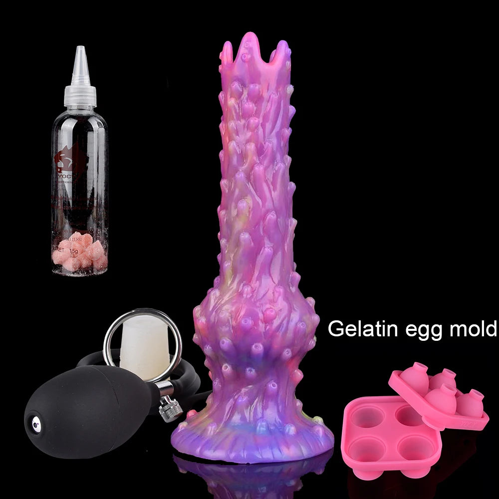 YOCY Inflatable Ovipositor DIY Vaginal Butt Balls Pneumatic Egg Laying Anal Plug Silicone Knot Dildo Female Masturbator Sex Toys