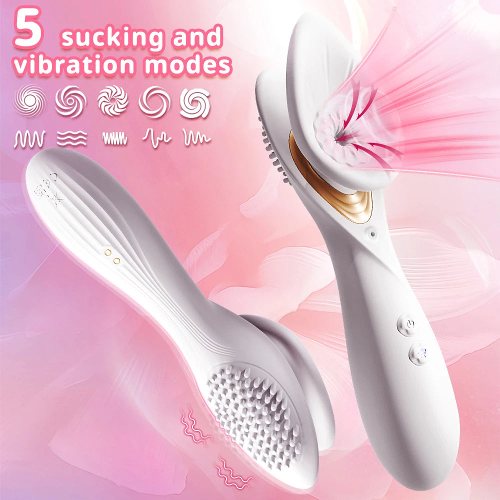 Powerful Oral Sucking Vibrator 2 in 1 Clitoris Nipple Stimualtion Vacuum Sucker Vaginal Orgasm Pleasure Adult Sex Toys for Women