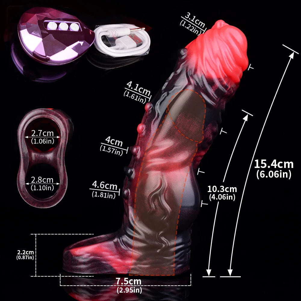 FAAK Remote Control Vibrating Silicone Cock Sleeve 2 Sizes Penis Extender Fantasy Hollow Horse dildo Vibrator Adult Sex Toys