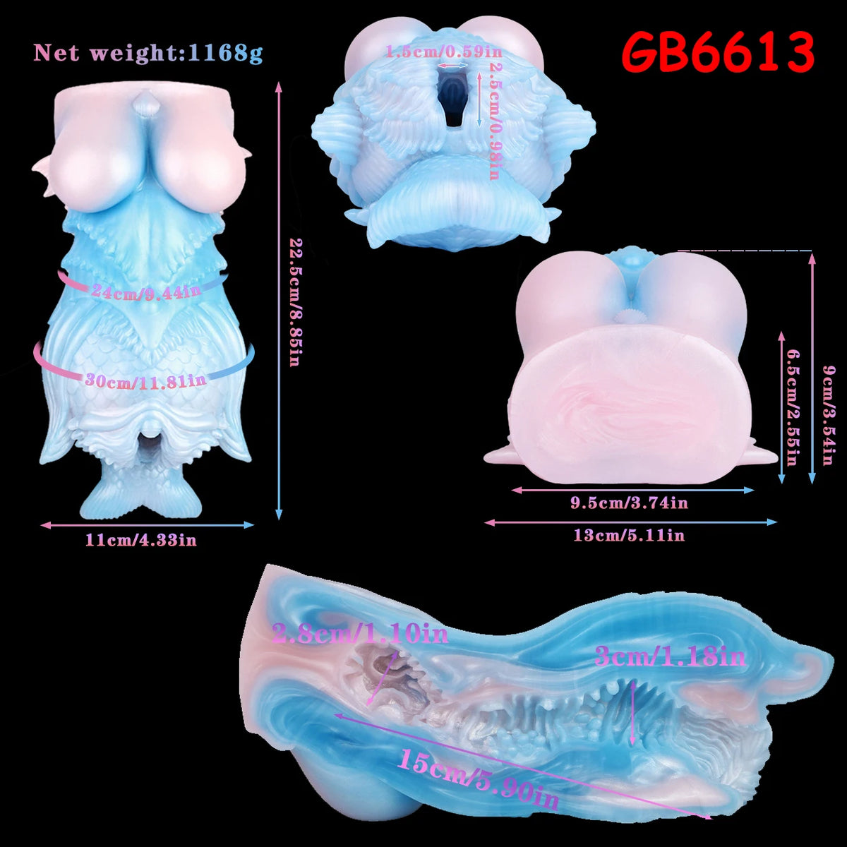 GEEBA Fantasy Monster Dildo 2 in 1 Male Masturbator Futa Dragon Pocket Pussy Onahole Artificial Vagina Anal Plug Sex Toy for Men