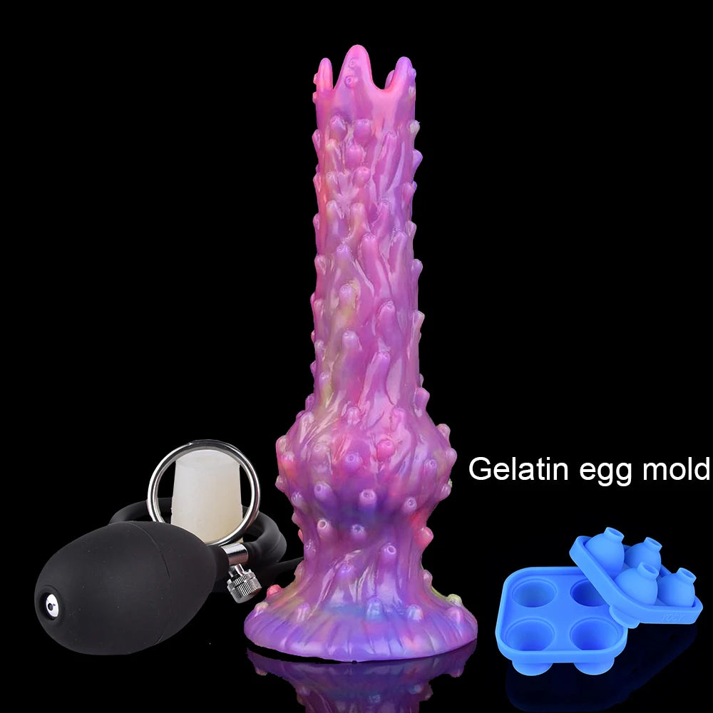 YOCY Inflatable Ovipositor DIY Vaginal Butt Balls Pneumatic Egg Laying Anal Plug Silicone Knot Dildo Female Masturbator Sex Toys