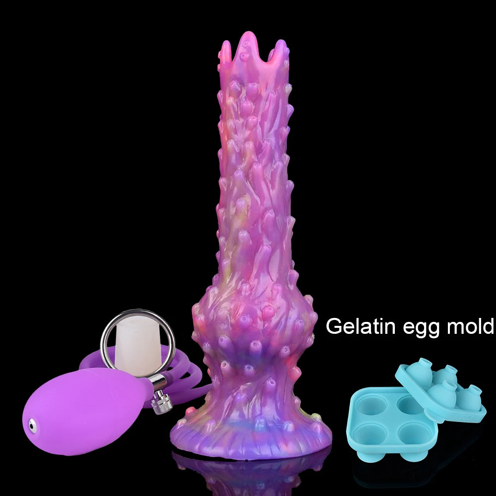 YOCY Inflatable Ovipositor DIY Vaginal Butt Balls Pneumatic Egg Laying Anal Plug Silicone Knot Dildo Female Masturbator Sex Toys