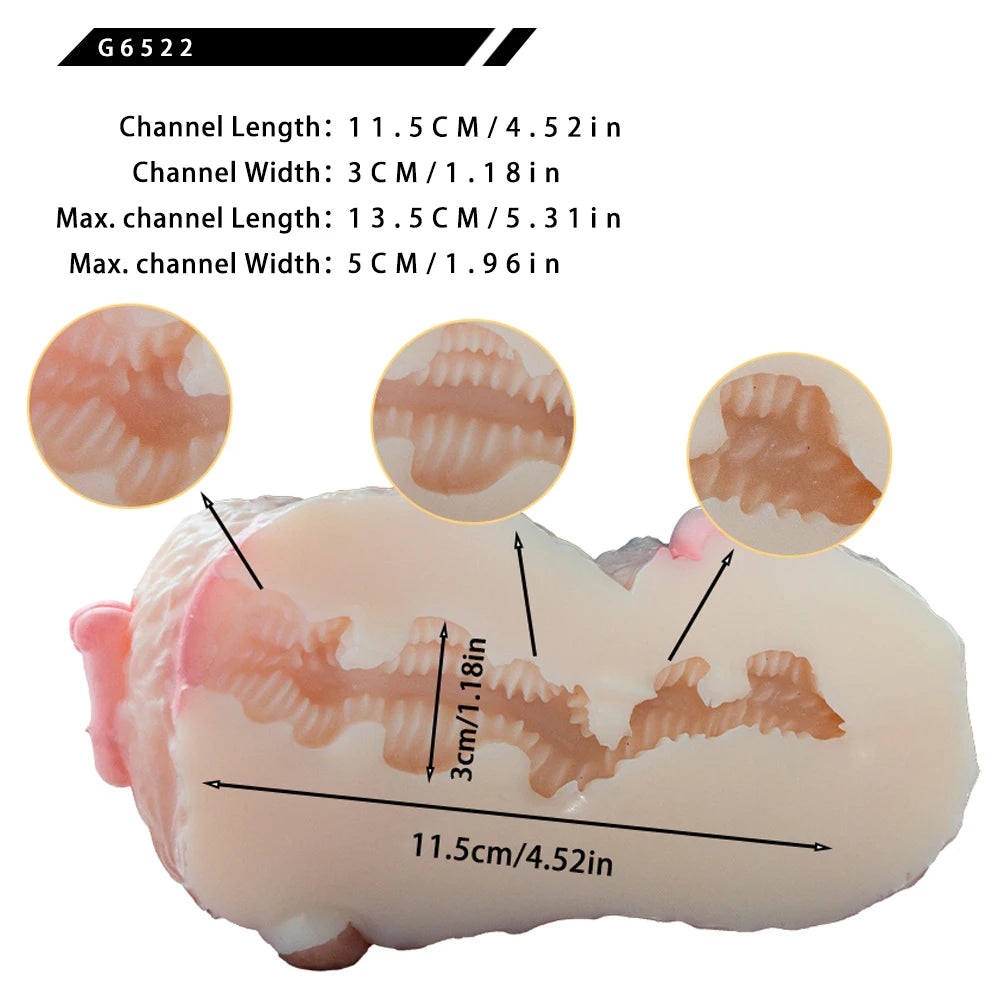GEEBA Single Channel Fantasy Male Masturbator With Length 4.52in Channel Soft Silicone Pocket Pussy Onahole Sex Toys For Men18+