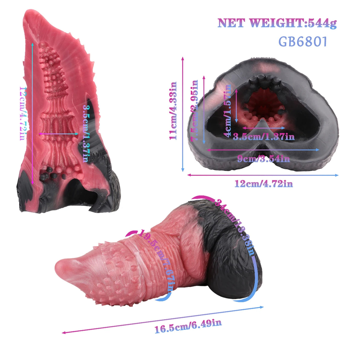 GEEBA Realistic Animal Dick Design Male Masturbator Ultra-Soft Silicone Pocket Pussy Men's Stroker Adult18+ Onahole Sex Products