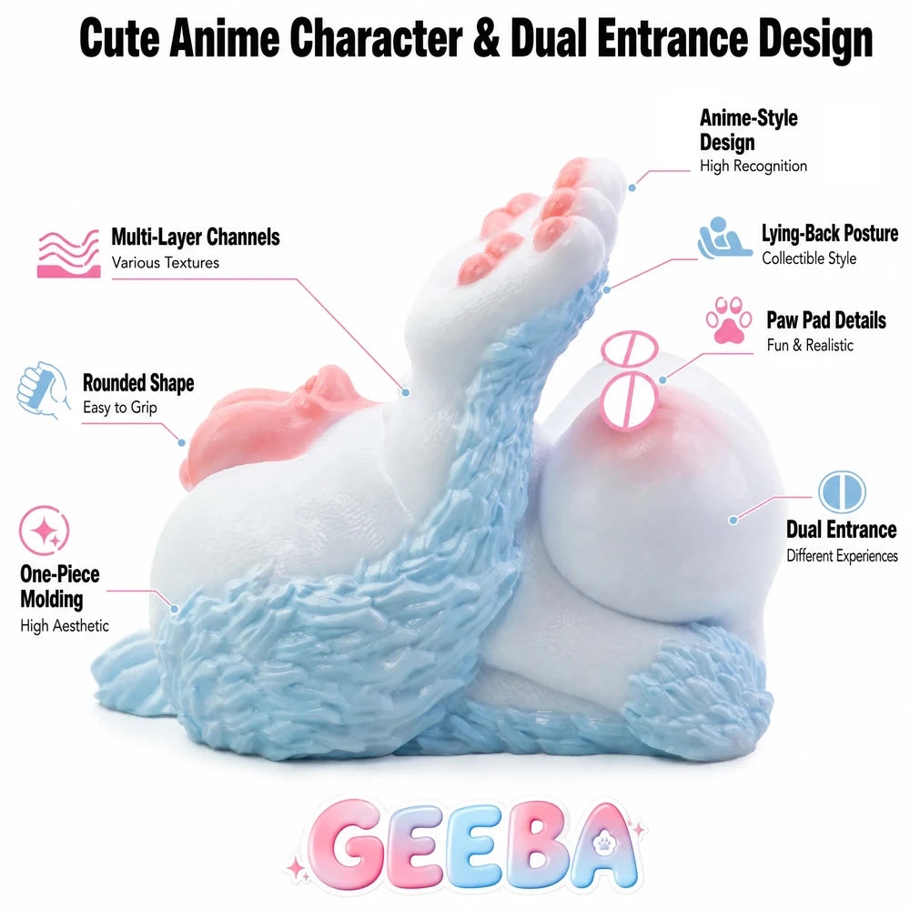 GEEBA Realistic Vagina Anal Male Masturbator Dual Hole Tight Ribbed Internal Structure Onahole Furry Silicone Sex Toys For Men