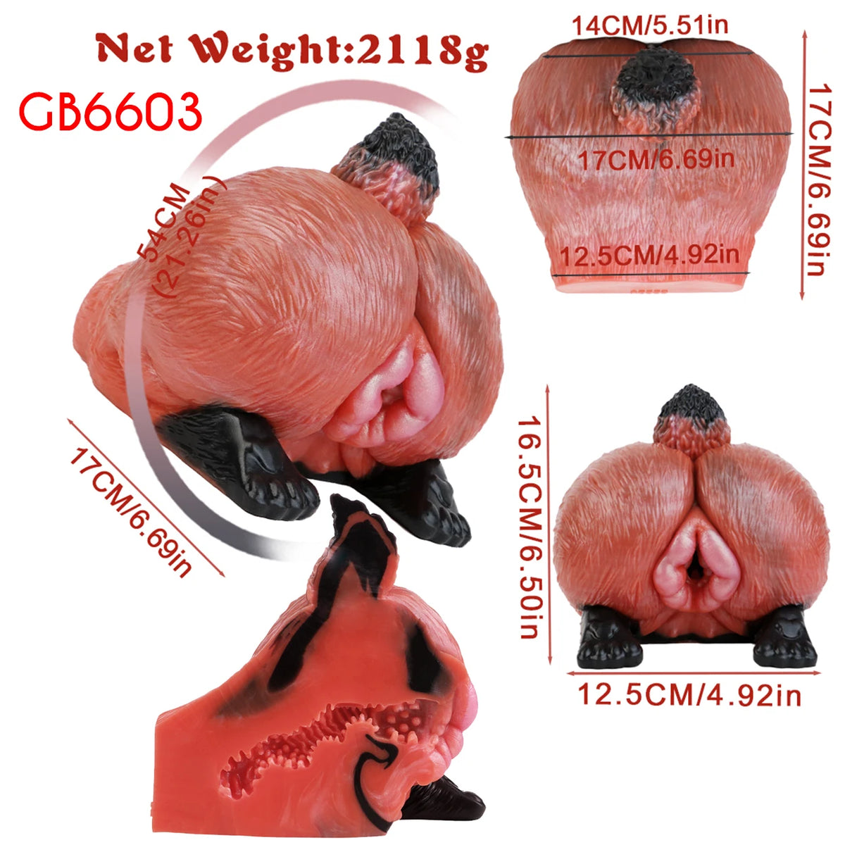 GEEBA Fantasy Monster Silicone Male Masturbator With 3.34in Dildo Dual Hole Pocket Pussy Adult Onahole Realistic Adult Sex Toys