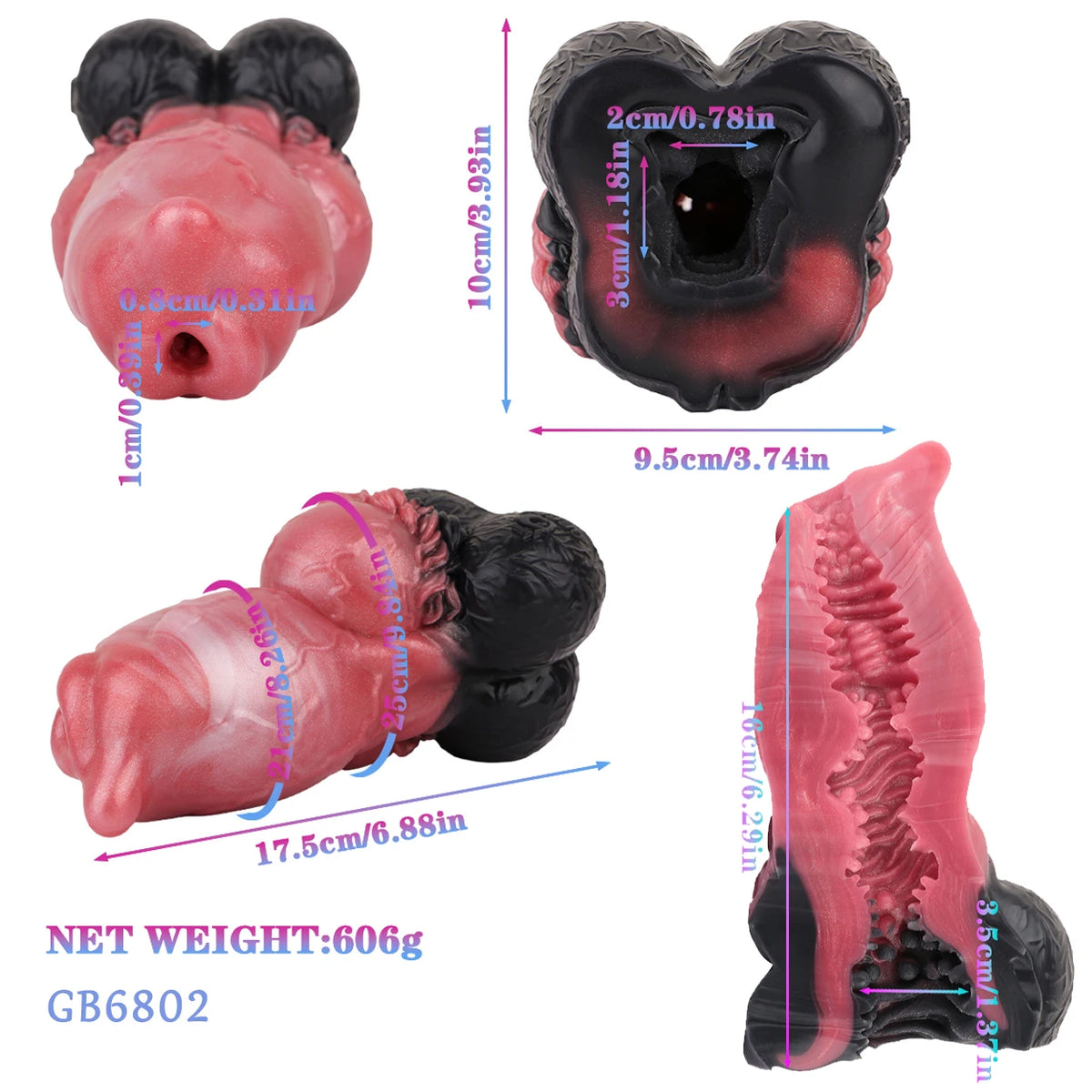GEEBA Realistic Animal Dick Design Male Masturbator Ultra-Soft Silicone Pocket Pussy Men's Stroker Adult18+ Onahole Sex Products