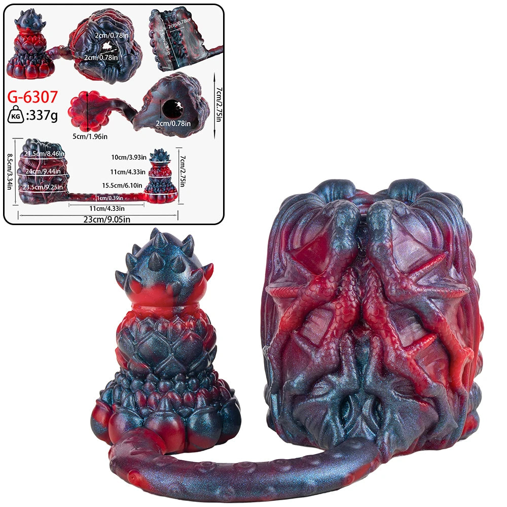 GEEBA Fantasy Monster Silicone Male Masturbator With 3.34in Dildo Dual Hole Pocket Pussy Adult Onahole Realistic Adult Sex Toys