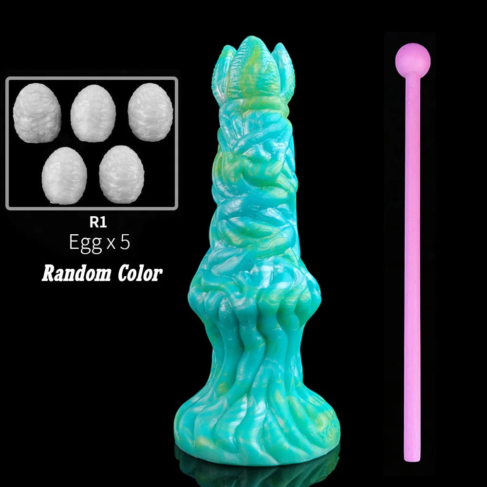 YOCY Silicone Ovipositor Dildo Colorful Lay Eggs Fantasy Anal Plug Vaginal Anus Stimulator Sex Toy For Women Men
