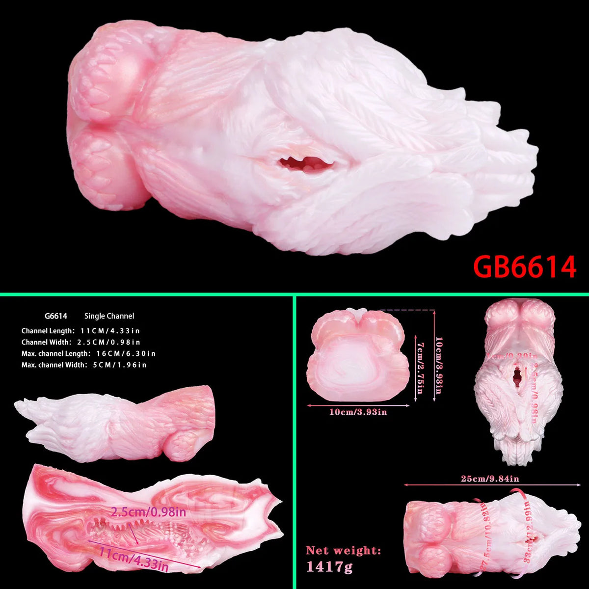 GEEBA Male Masturbator Unique Quad-Breast Alien Design Soft Silicone Pocket Pussy Realistic Texture Adult Onshole Men's Stroker