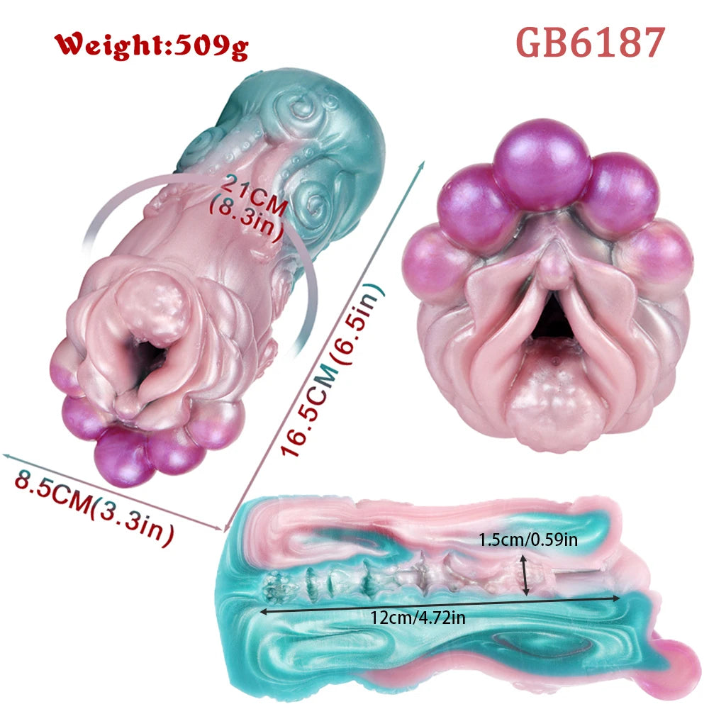 GEEBA 1.16lb Alien Monster Male Masturbator Soft Silicone Pocket Pussy Textured Sleeve Adult Sex Toys for Men Reusable Onahole