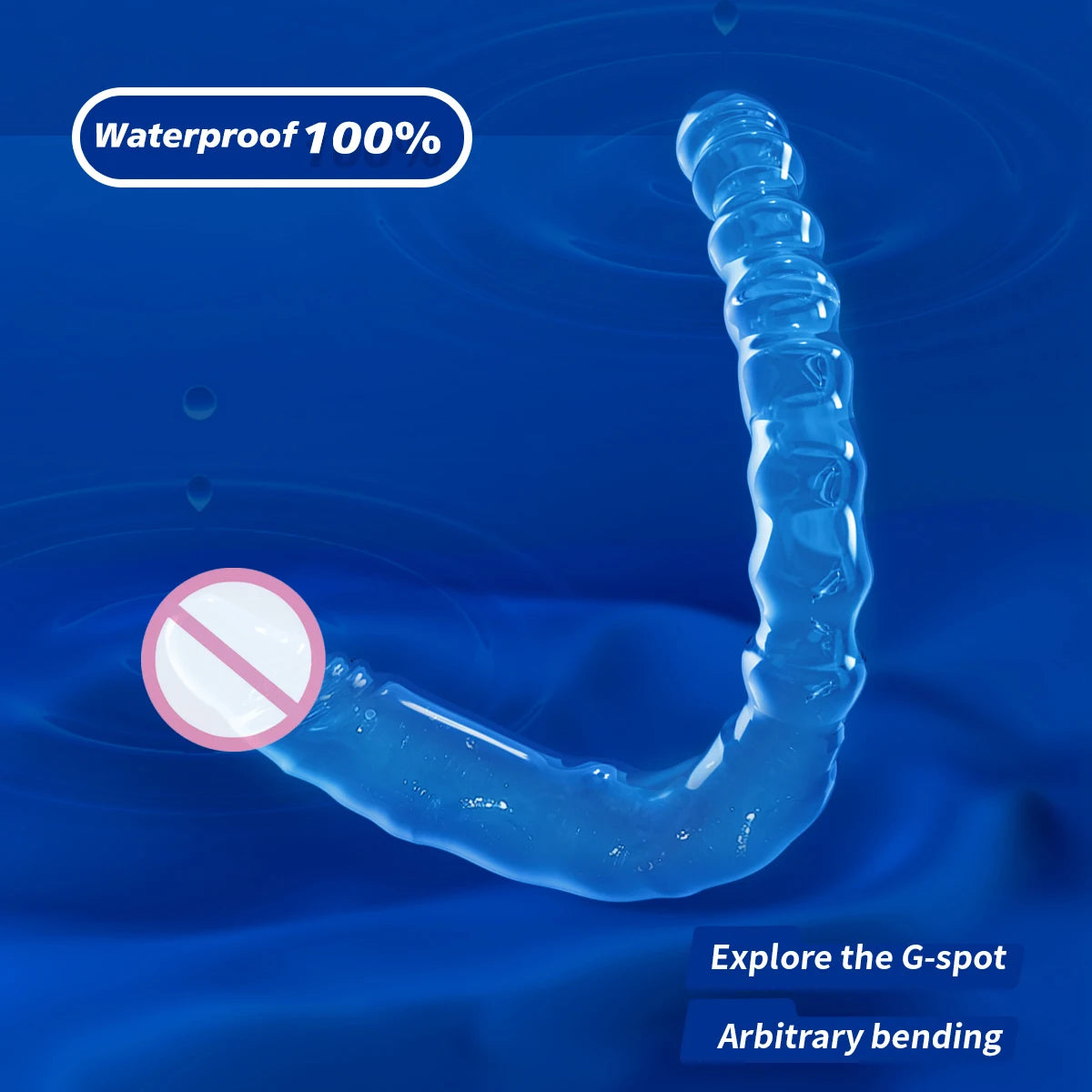 Jelly Blue Dildos Penis U Shape Double Head Dildo Soft Silicone Vagina Anus Massager Anal Plug Gay Adult Sex Toys for Women Men