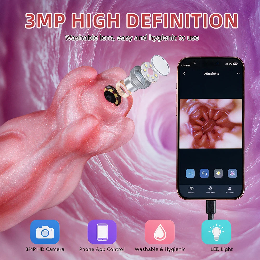 YOCY 24’‘ Knot Anal Whip with 3MP HD endoscope Long Dildo IP68 Waterproof Penis Fantasy Butt Masturbation Silicone Sex Toys