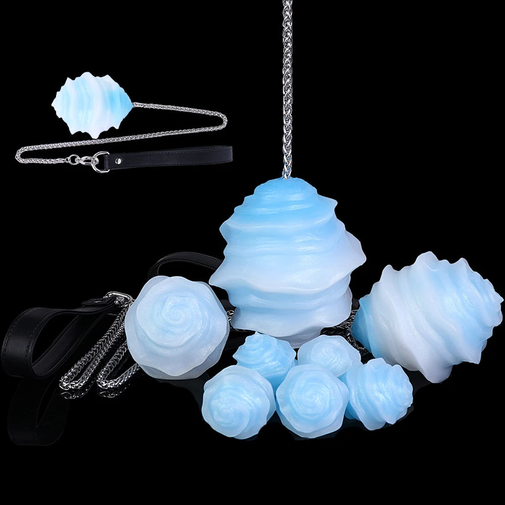 YOCY Fantasy Egg Toys With Long Chain Platinum Silicone Anal Plugs Balls Anus Vaginal Expanding Eggs BDSM Sex Toy For Women Men