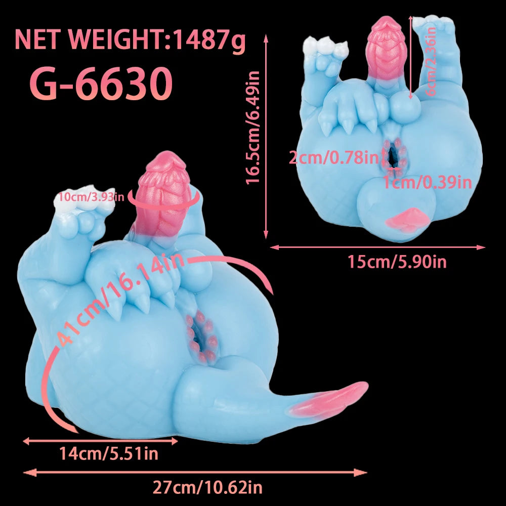 GEEBA Fantasy Monster Dildo 2 in 1 Male Masturbator Futa Dragon Pocket Pussy Onahole Artificial Vagina Anal Plug Sex Toy for Men