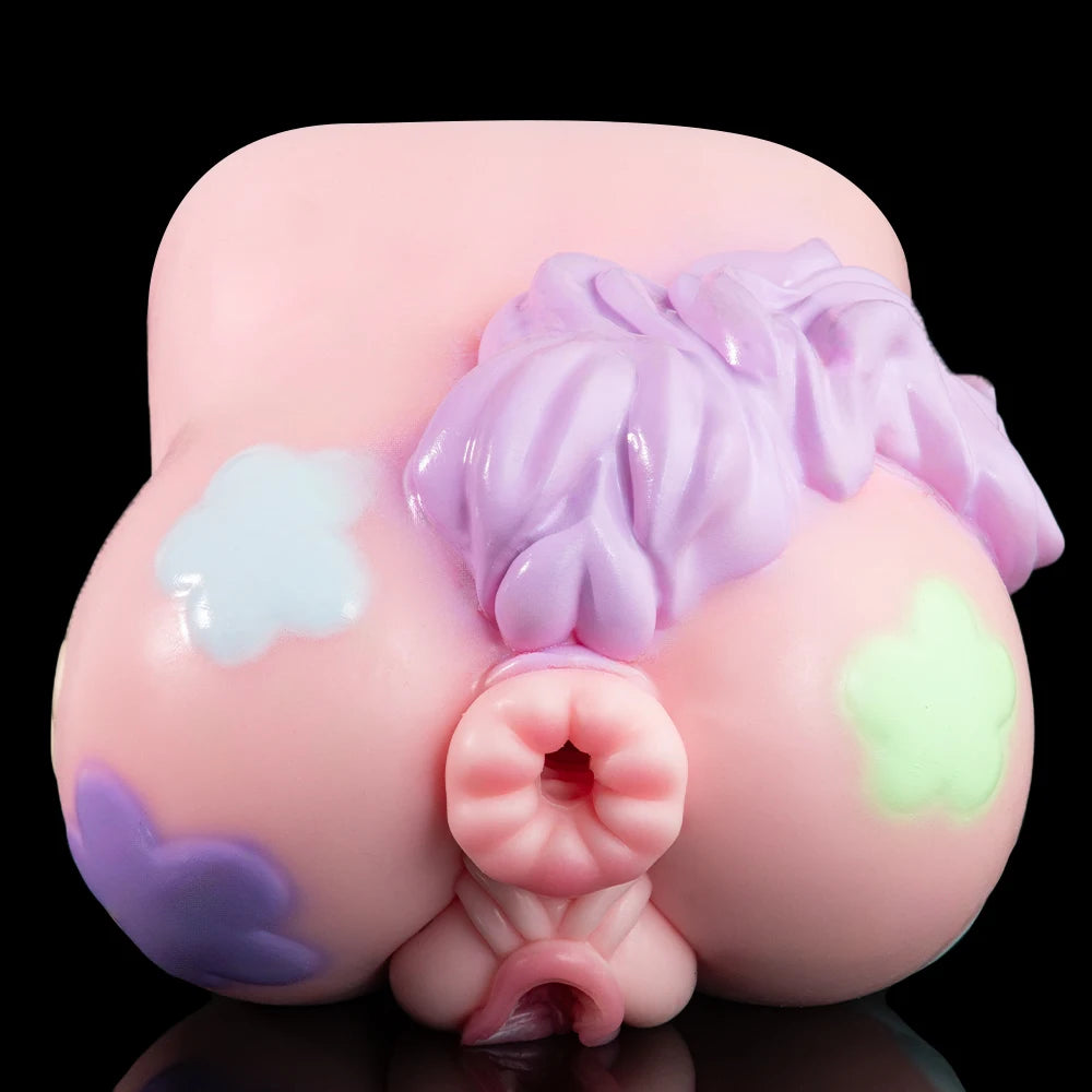 GEEBA Anime Furry Horse Male Masturbator Dual Channel Realistic Vagina Anus Sex Toys for Men Silicone Pocket Pussy Adult Onahole