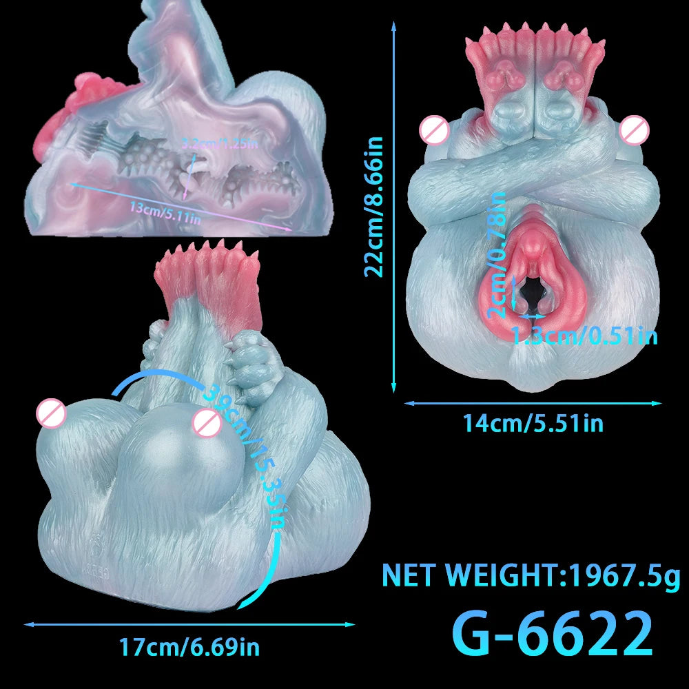 GEEBA Anime Furry Horse Male Masturbator Dual Channel Realistic Vagina Anus Sex Toys for Men Silicone Pocket Pussy Adult Onahole
