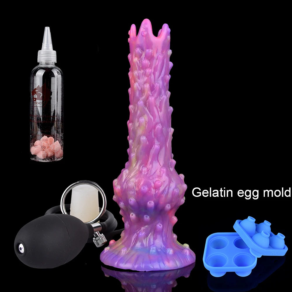 YOCY Inflatable Ovipositor DIY Vaginal Butt Balls Pneumatic Egg Laying Anal Plug Silicone Knot Dildo Female Masturbator Sex Toys