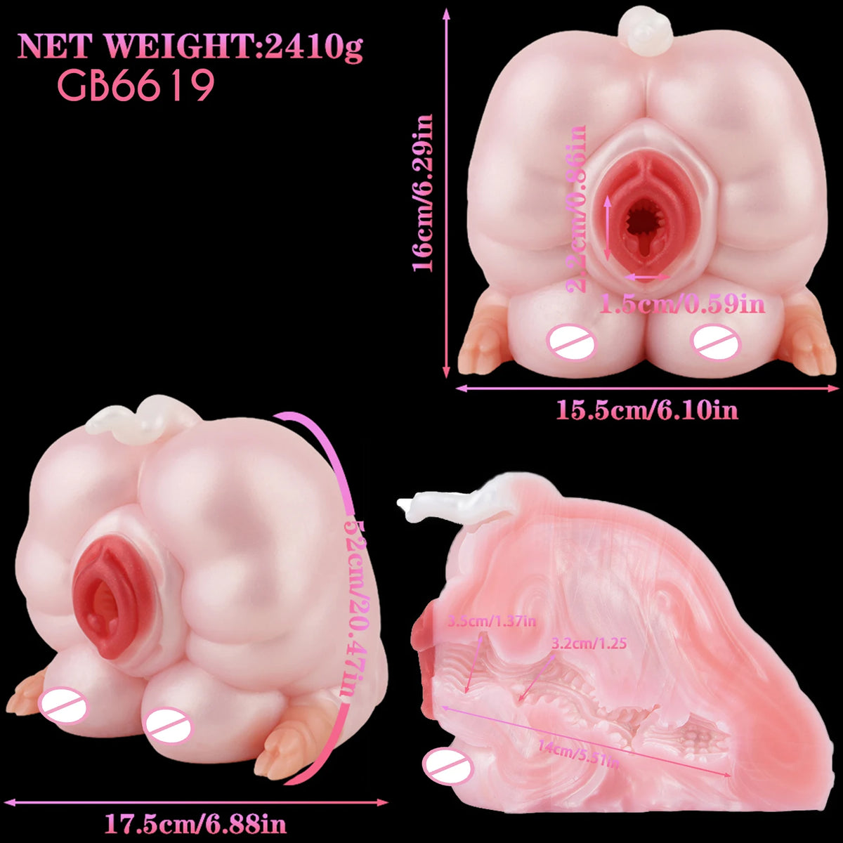 GEEBA Anime Furry Horse Male Masturbator Dual Channel Realistic Vagina Anus Sex Toys for Men Silicone Pocket Pussy Adult Onahole
