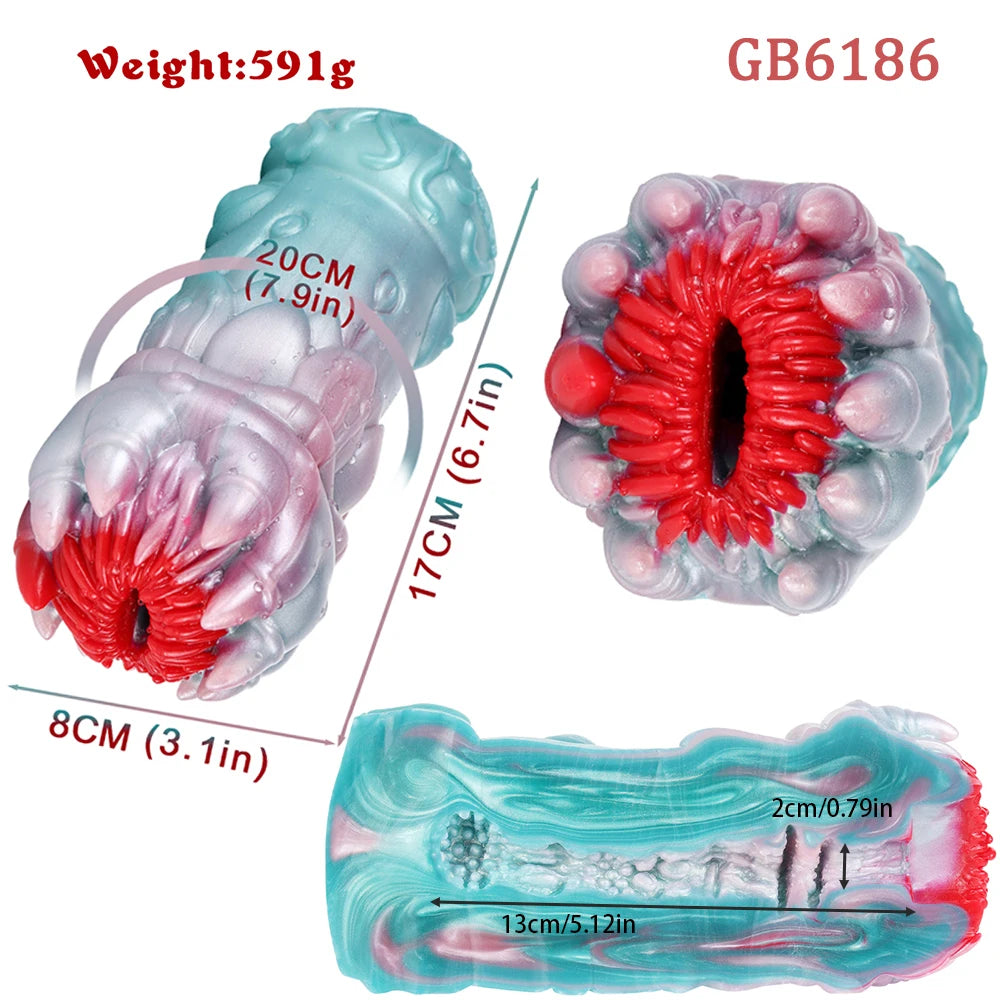 GEEBA 1.16lb Alien Monster Male Masturbator Soft Silicone Pocket Pussy Textured Sleeve Adult Sex Toys for Men Reusable Onahole