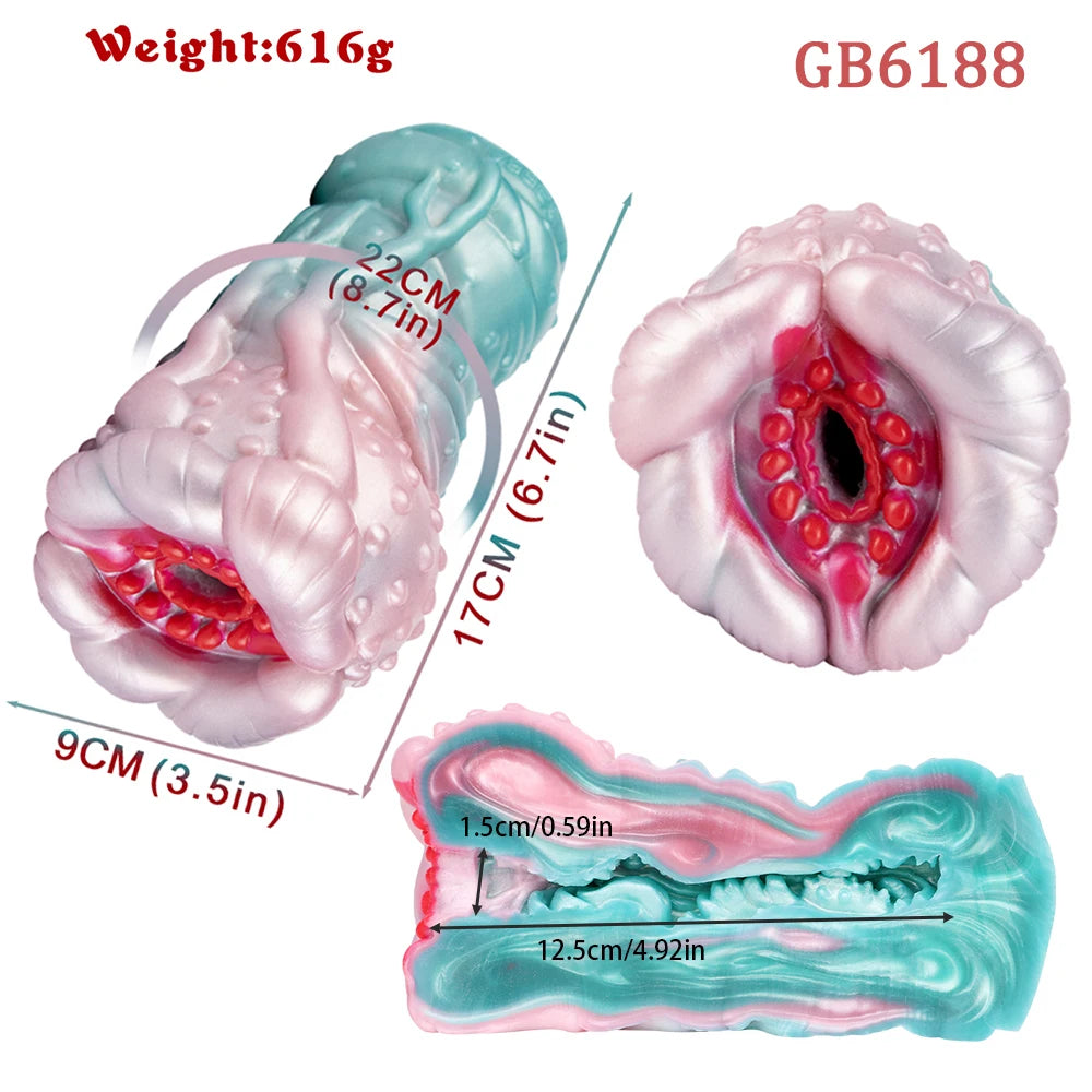 GEEBA 1.16lb Alien Monster Male Masturbator Soft Silicone Pocket Pussy Textured Sleeve Adult Sex Toys for Men Reusable Onahole