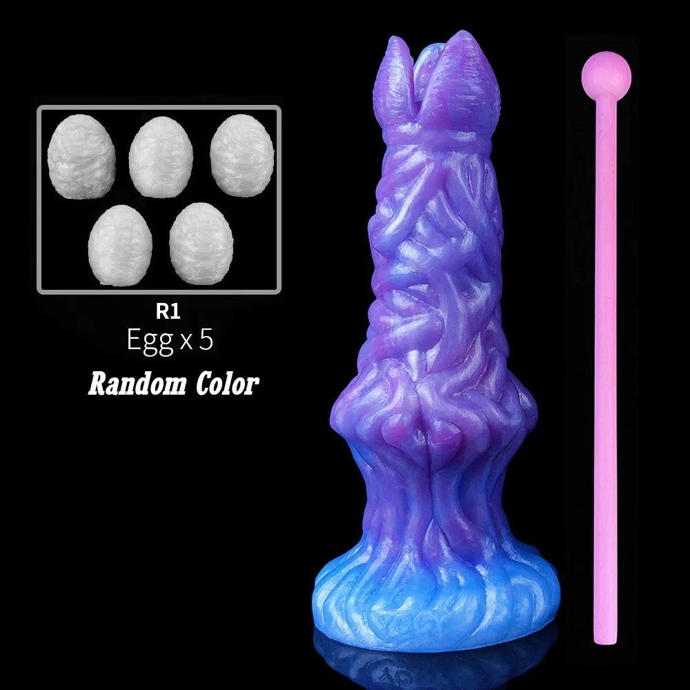 YOCY Silicone Ovipositor Dildo Colorful Lay Eggs Fantasy Anal Plug Vaginal Anus Stimulator Sex Toy For Women Men