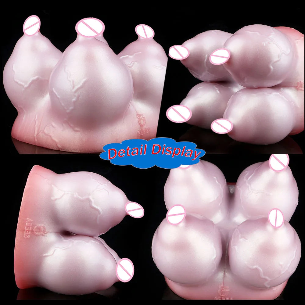 GEEBA Male Masturbator Unique Quad-Breast Alien Design Soft Silicone Pocket Pussy Realistic Texture Adult Onshole Men's Stroker