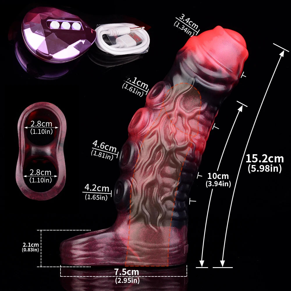FAAK Remote Control Vibrating Silicone Cock Sleeve 2 Sizes Penis Extender Fantasy Hollow Horse dildo Vibrator Adult Sex Toys