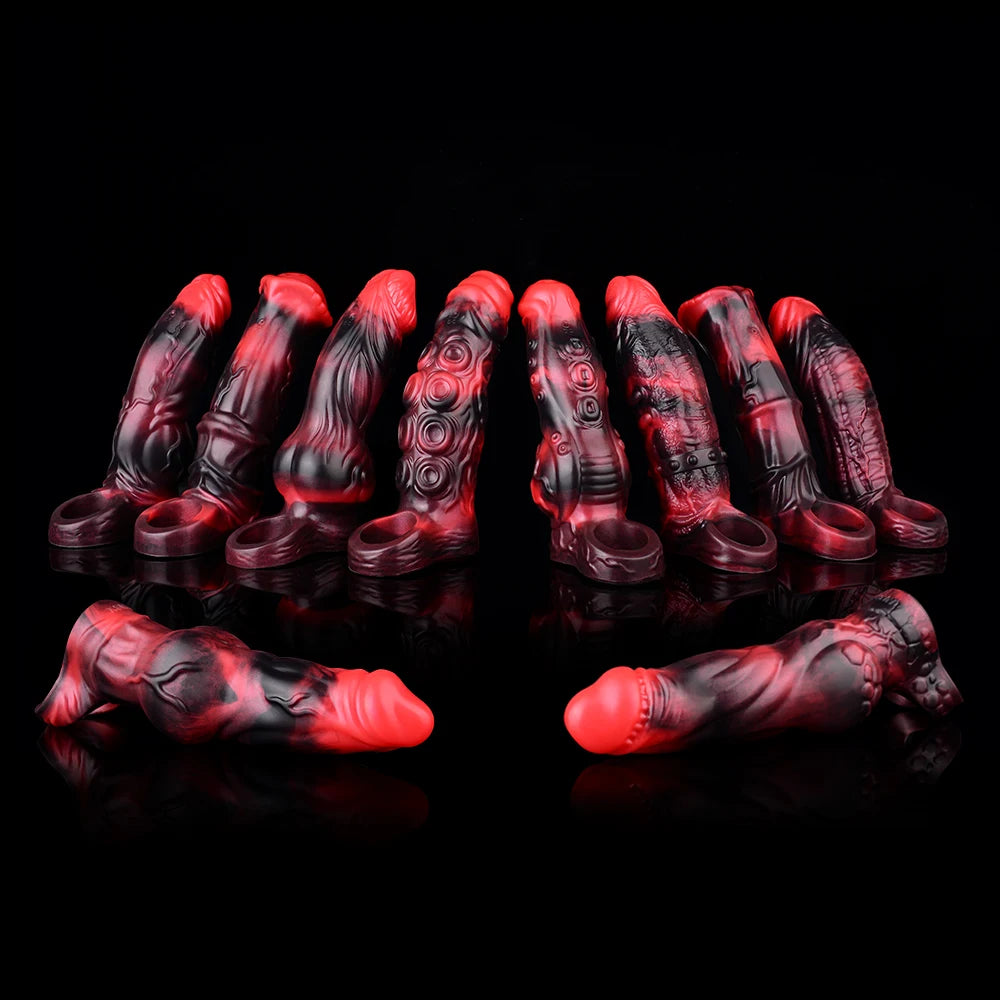 FAAK Remote Control Vibrating Silicone Cock Sleeve 2 Sizes Penis Extender Fantasy Hollow Horse dildo Vibrator Adult Sex Toys