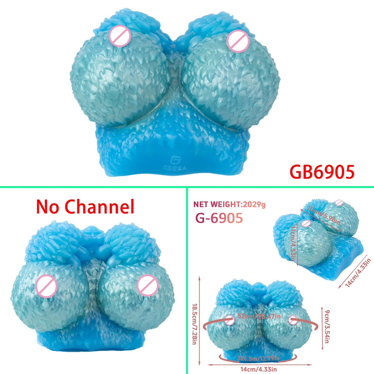 GEEBA Male Masturbator Unique Quad-Breast Alien Design Soft Silicone Pocket Pussy Realistic Texture Adult Onshole Men's Stroker