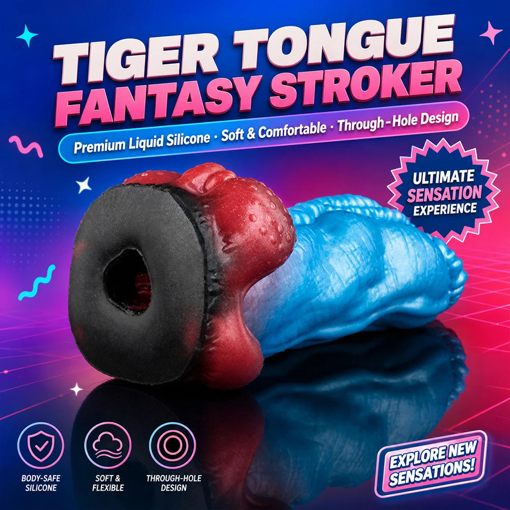 SHAZ Tiger Tongue Dildo Male Masturbator Cock Sleeve Stroker Pocket Pussy Animal Onahole Penis Massage Fantasy Sex Toys For Men