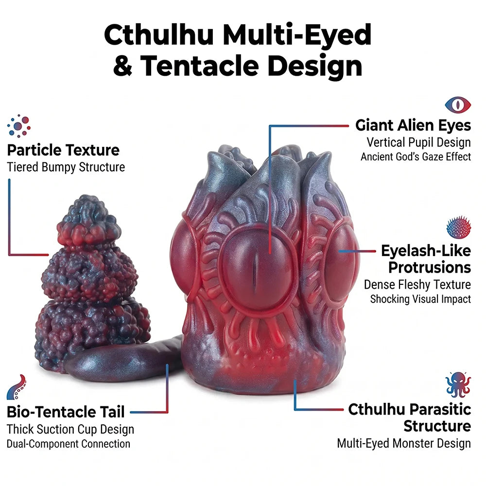 GEEBA Fantasy Multi Eyed Texture Male Masturbator Linked Tail Sex Toys for Men Soft Silicone Pocket Pussy Monster Men's Stroker