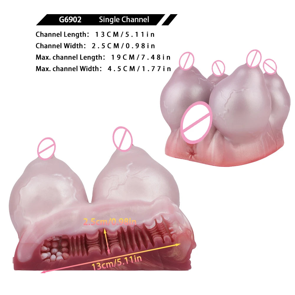 GEEBA Male Masturbator Unique Quad-Breast Alien Design Soft Silicone Pocket Pussy Realistic Texture Adult Onshole Men's Stroker