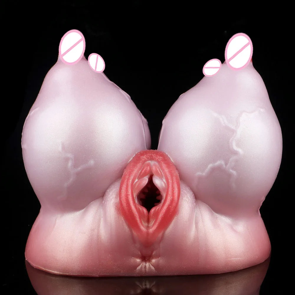 GEEBA Male Masturbator Unique Quad-Breast Alien Design Soft Silicone Pocket Pussy Realistic Texture Adult Onshole Men's Stroker