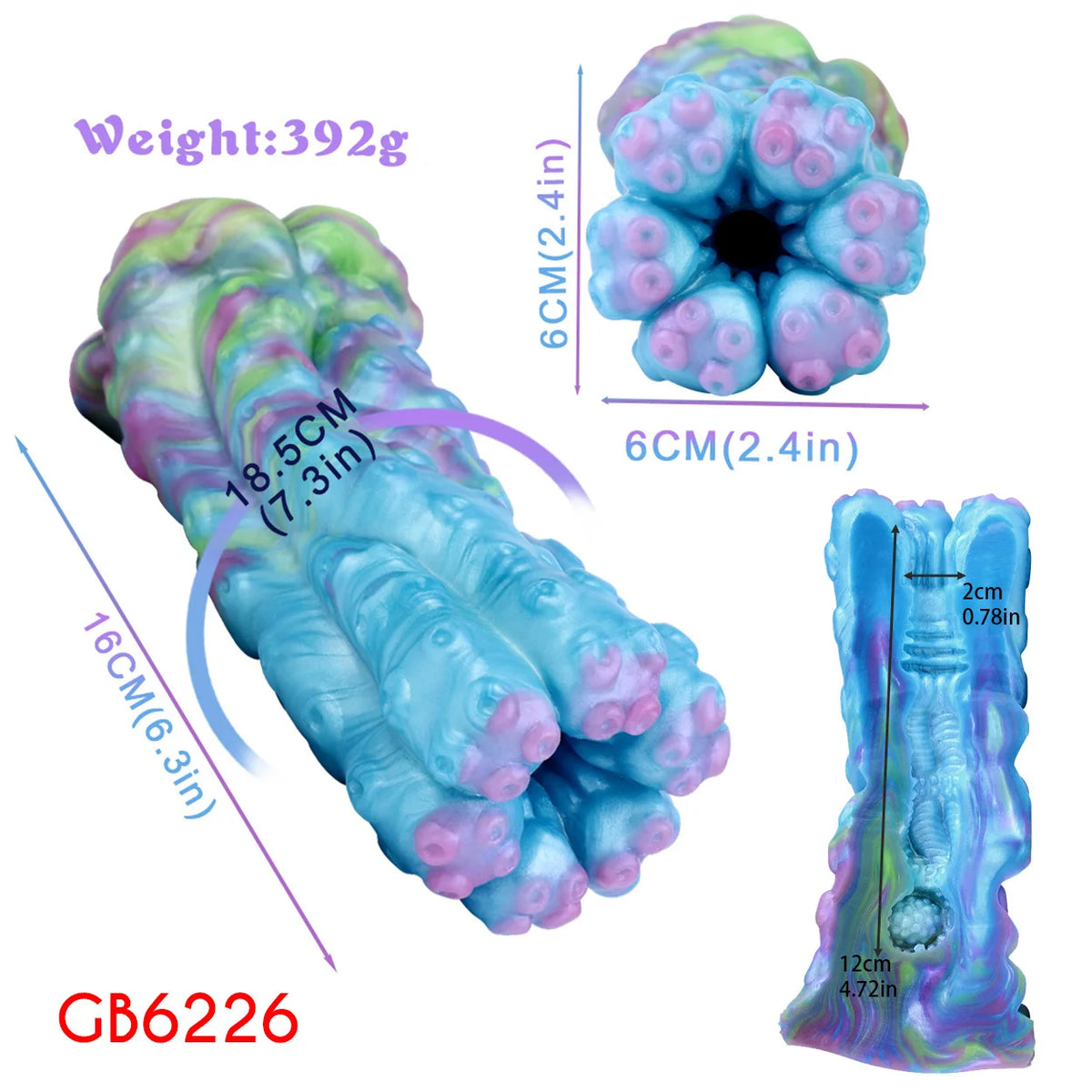 GEEBA 1.16lb Alien Monster Male Masturbator Soft Silicone Pocket Pussy Textured Sleeve Adult Sex Toys for Men Reusable Onahole