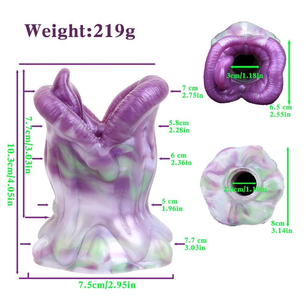 GEEBA Fantasy Multi Eyed Texture Male Masturbator Linked Tail Sex Toys for Men Soft Silicone Pocket Pussy Monster Men's Stroker