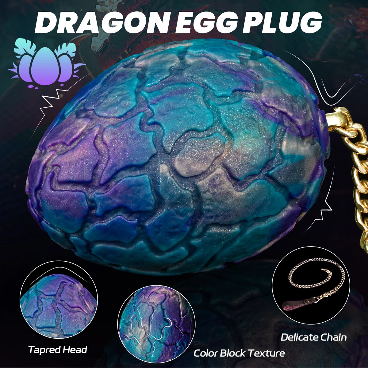 Huge Dragon Egg Butt Plug With Chain Traction Anal Plug Women Oviposition Trainer Vaginal/Prostate Birth Experience Sex Toys 18+