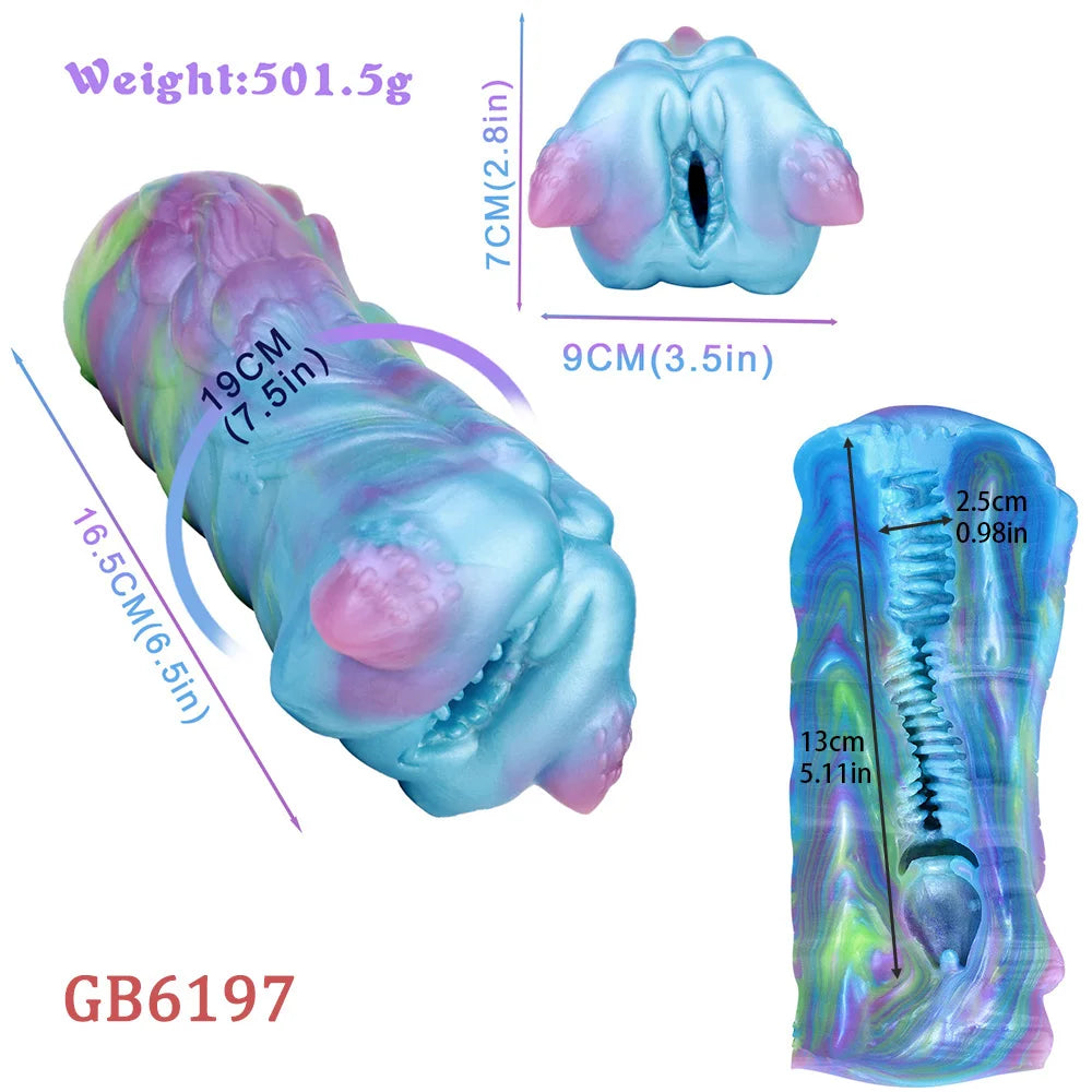 GEEBA 1.16lb Alien Monster Male Masturbator Soft Silicone Pocket Pussy Textured Sleeve Adult Sex Toys for Men Reusable Onahole