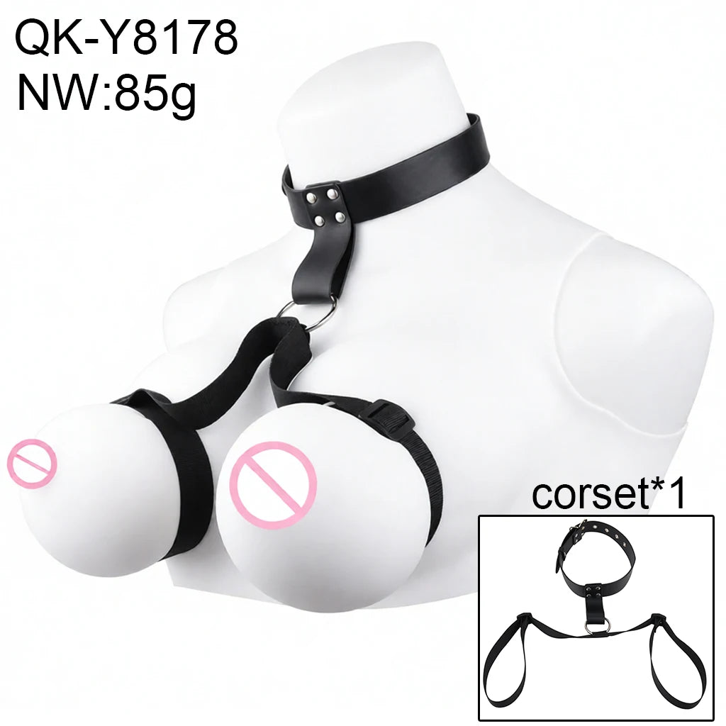 LICKER Chest Harness Belt PU Leather And Webbing Bra Erotic Corset Breast Pleasure Chest Binder Breast Bondage Female Sex Toys