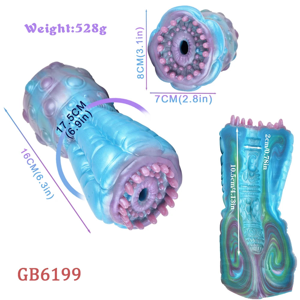 GEEBA 1.16lb Alien Monster Male Masturbator Soft Silicone Pocket Pussy Textured Sleeve Adult Sex Toys for Men Reusable Onahole