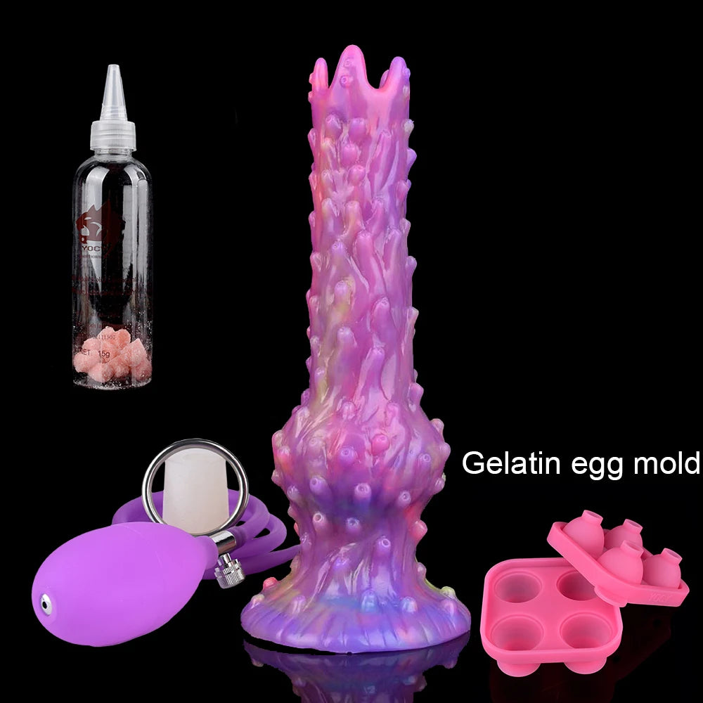 YOCY Inflatable Ovipositor DIY Vaginal Butt Balls Pneumatic Egg Laying Anal Plug Silicone Knot Dildo Female Masturbator Sex Toys