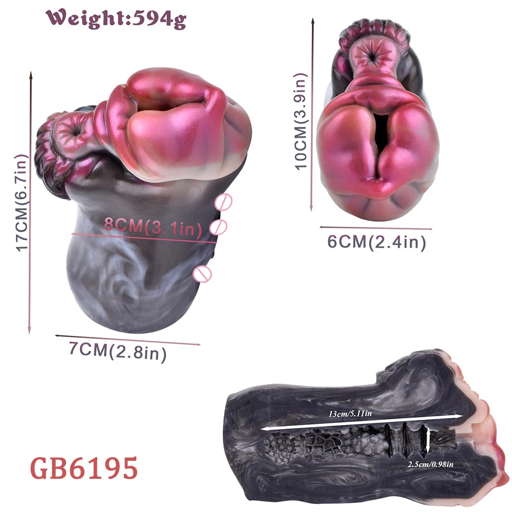 GEEBA Realistic Animal Dick Design Male Masturbator Ultra-Soft Silicone Pocket Pussy Men's Stroker Adult18+ Onahole Sex Products