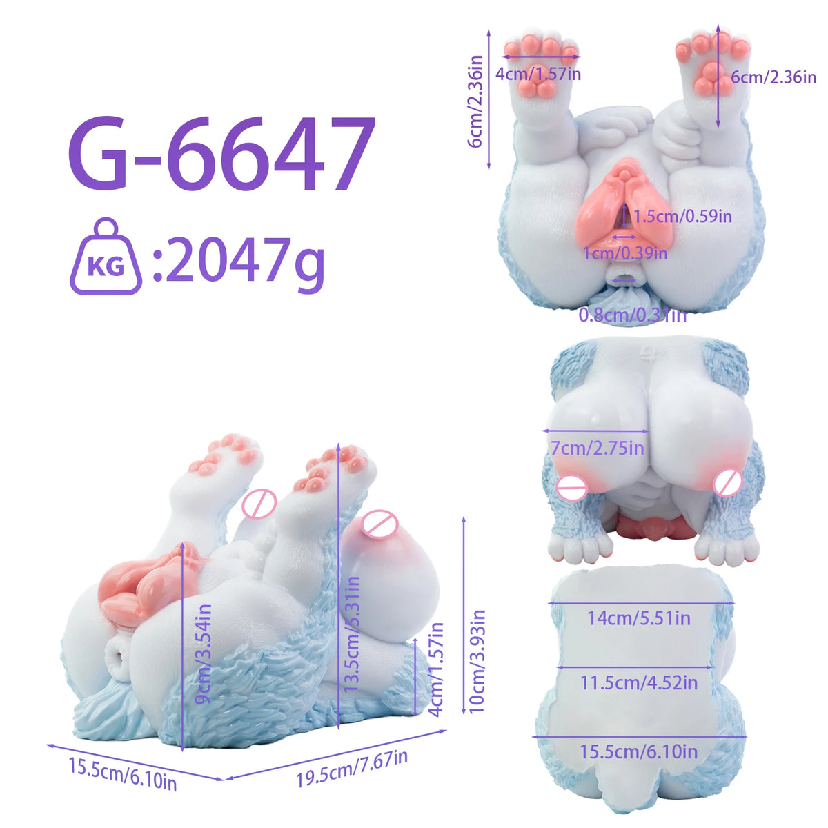 GEEBA Realistic Vagina Anal Male Masturbator Dual Hole Tight Ribbed Internal Structure Onahole Furry Silicone Sex Toys For Men