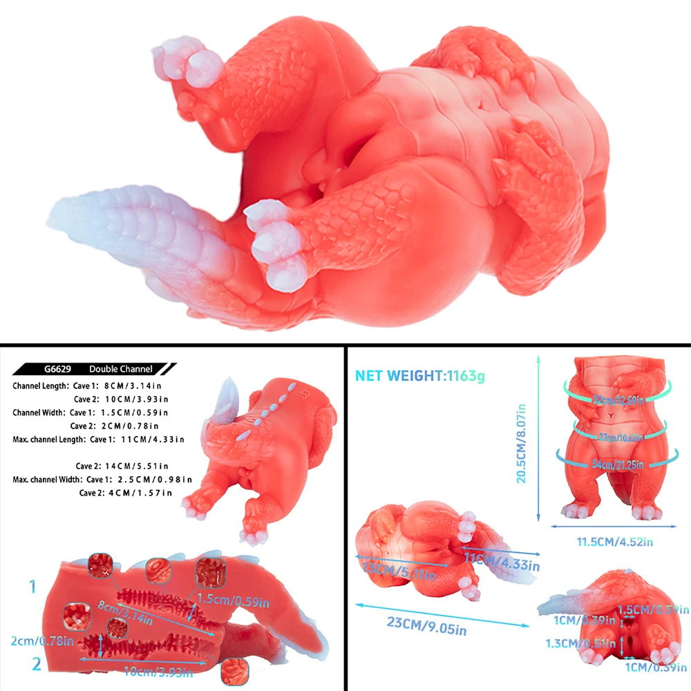 YOCY Dual Channel Fire Dragon Troso Male Masturbator Men's Onahole Stroker Realistic Textured Liquid Silicone Sex Toys for Man