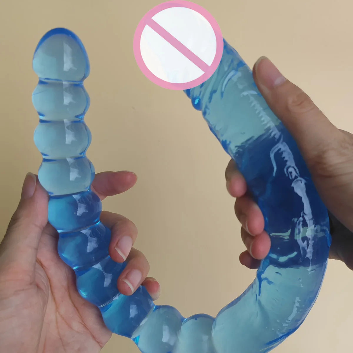 Jelly Blue Dildos Penis U Shape Double Head Dildo Soft Silicone Vagina Anus Massager Anal Plug Gay Adult Sex Toys for Women Men
