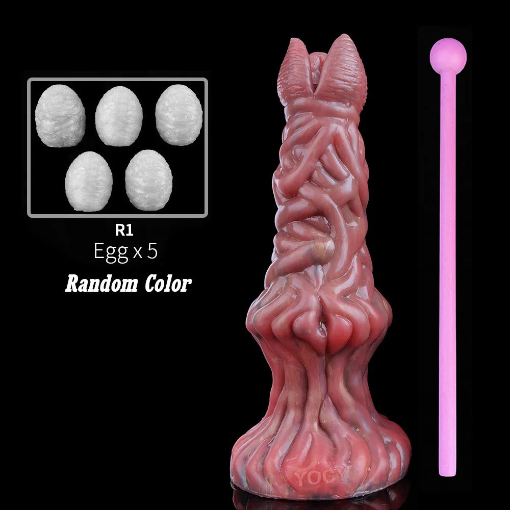 YOCY Silicone Ovipositor Dildo Colorful Lay Eggs Fantasy Anal Plug Vaginal Anus Stimulator Sex Toy For Women Men