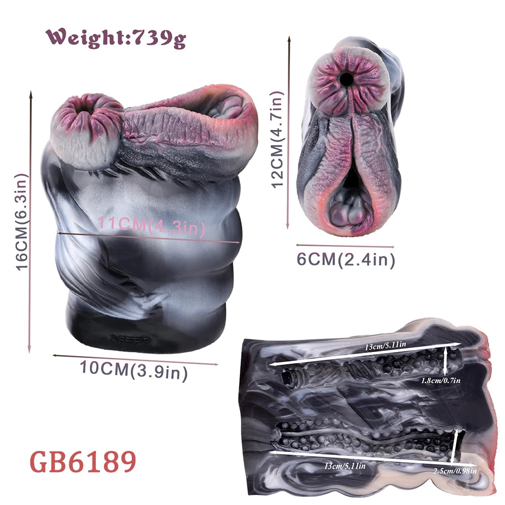 GEEBA Realistic Animal Dick Design Male Masturbator Ultra-Soft Silicone Pocket Pussy Men's Stroker Adult18+ Onahole Sex Products
